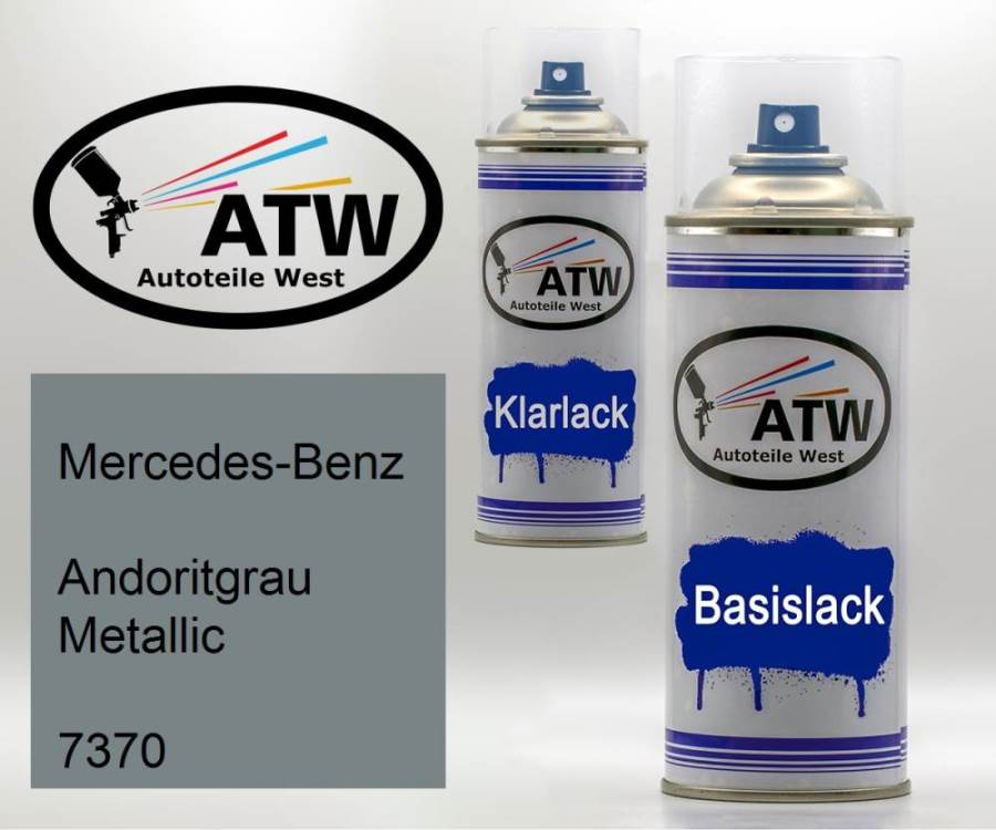 Mercedes-Benz, Andoritgrau Metallic, 7370: 400ml Sprühdose + 400ml Klarlack - Set, von ATW Autoteile West.